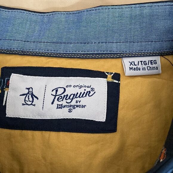 Original Penguin NWT Mens Short Sleeve Football Themed Shirt in Sapphire Blue. - Picture 6 of 9